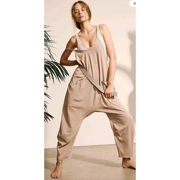 Free People Pants - Free People FP Movement Hot Shot Jumpsuit Womens Sz Large Mocha Latte Loungewear
